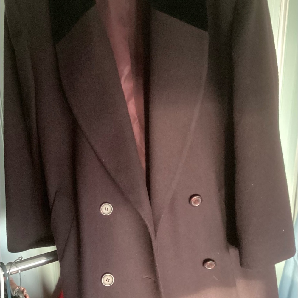 Pure Wool double breasted trench Garment in Deep burgundy, long.